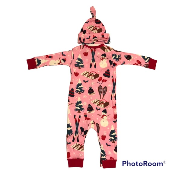 Little Blue House Hatley Infant Coverall & Hat 3-6 Months Full Snap Pink NWT - Picture 3 of 5